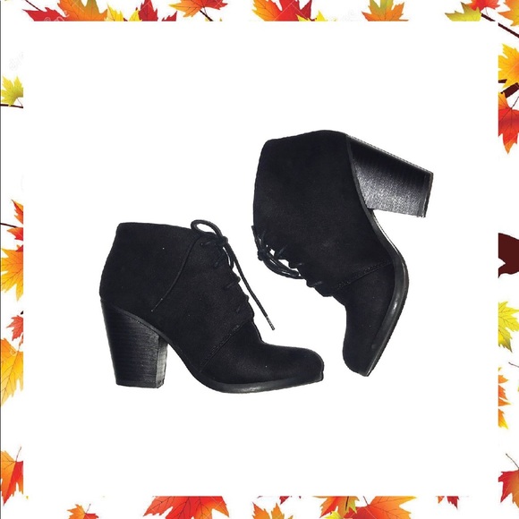 Soda Shoes - Soda Black Suede Lace Up Booties